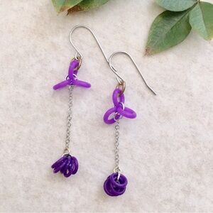 Purple Light & Dark Tri-Knot Dangle Earrings